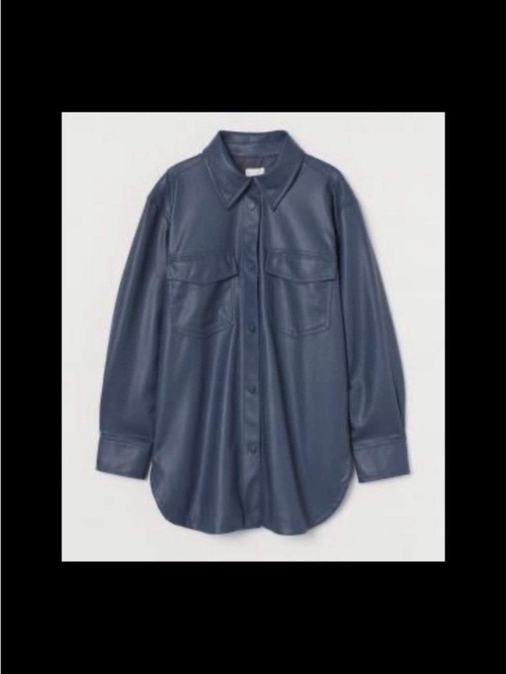 Navy Faux-Leather Overshirt
